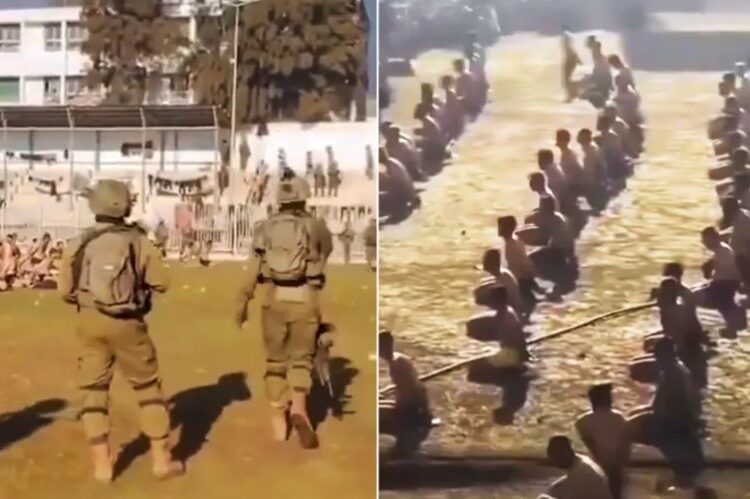 إسرائيل تجرد فلسطينيين من ملابسهم وتجمعهم في ملعب بغزة 1 إسرائيل تجرد فلسطينيين من ملابسهم وتجمعهم في ملعب بغزة