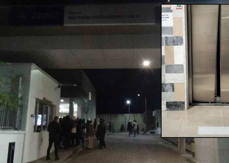 KYK yurdunda asansör zemine çakıldı