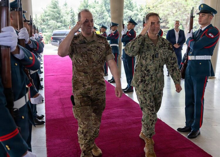 CENTCOM commander Brad Cooper and Lebanese army chief Rodolphe Haykal before trilateral talks with Israel