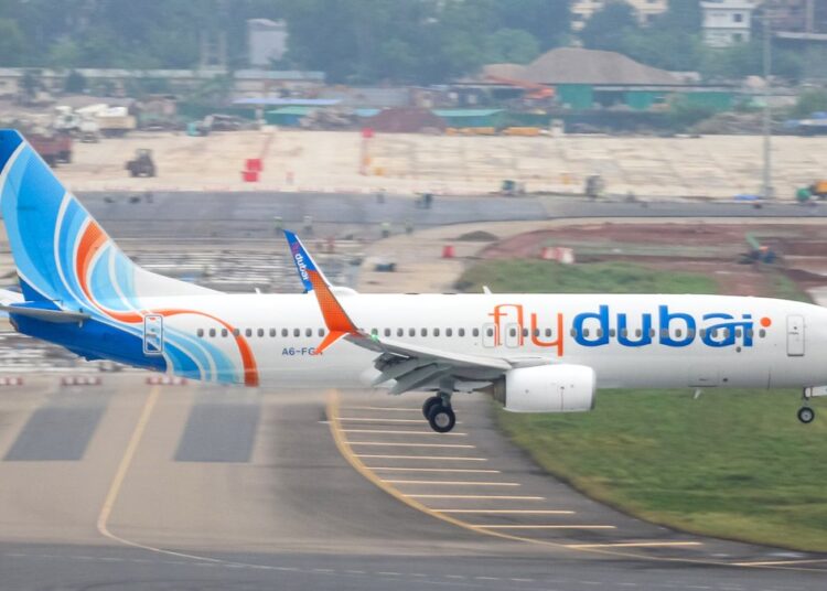 A Flydubai Boeing 737 aircraft in flight