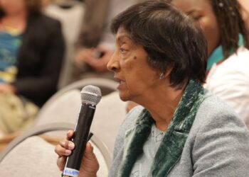 Navi Pillay, winner of the 2026 Nobel Peace Prize, speaking into a microphone