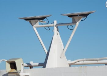 A Starlink satellite dish on a cruise ship, illustrating the Starlink sabotage case in Poland