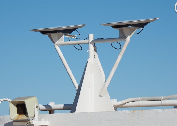 A Starlink satellite dish on a cruise ship, illustrating the Starlink sabotage case in Poland