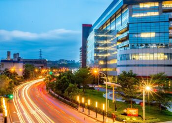 TSMC Fab 12B building in Hsinchu, Taiwan, as TSMC profit hits a record