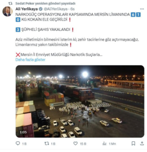Sedat Peker, Ali Yerlikaya'nın tweet'ini beğenip paylaştı 2 Sedat Peker, Ali Yerlikaya'nın tweet'ini beğenip paylaştı