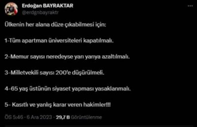 Eski Bakan Erdoğan Bayraktar’dan ülkeyi kurtarma reçetesi