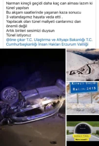 Narman’da tünel istenen bölgede kaza: 3 ölü, 2 yaralı 2 Narman’da tünel istenen bölgede kaza: 3 ölü, 2 yaralı