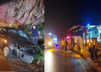 Otobüsün çarptığı otomobildeki 4 kişi hayatını kaybetti