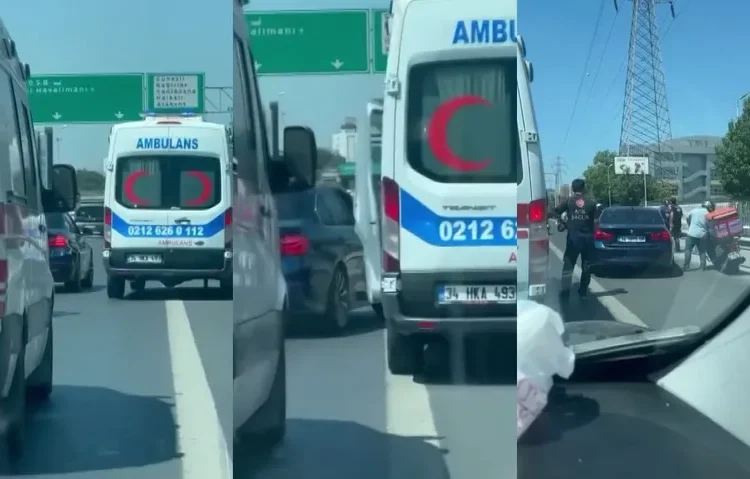 İstanbul’da akıl almaz magandalık: Ambulansa yol vermedi, bariyerlere sıkıştırdı, önünü kesti 1 İstanbul’da akıl almaz magandalık: Ambulansa yol vermedi, bariyerlere sıkıştırdı, önünü kesti
