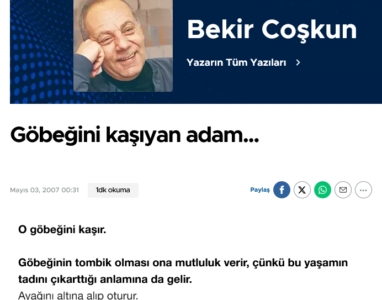 Halis Gül yazdı l Bidon kafa, göbeğini kaşıyan, kara kıllı...