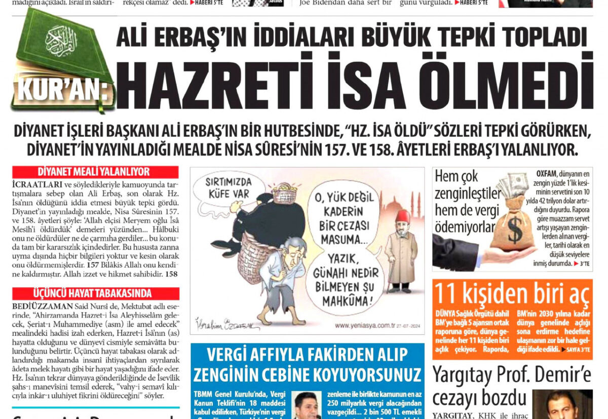 Halis Gül yazdı l Tepkiler artınca Ali Erbaş, ‘Hazreti İsa öldü’ sözünü düzeltti