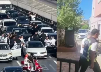 Karayolunu trafiğe kapatıp halay çekenler gözaltında 4 Karayolunu trafiğe kapatıp halay çekenler gözaltında
