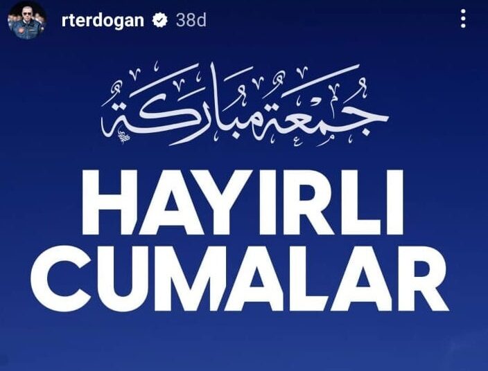 Erdoğan kapatılan Instagram’dan seslendi: Hayırlı Cumalar