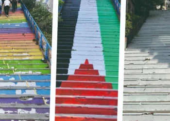 Cihangir’deki merdivenden Filistin bayrağı renkleri kaldırıldı