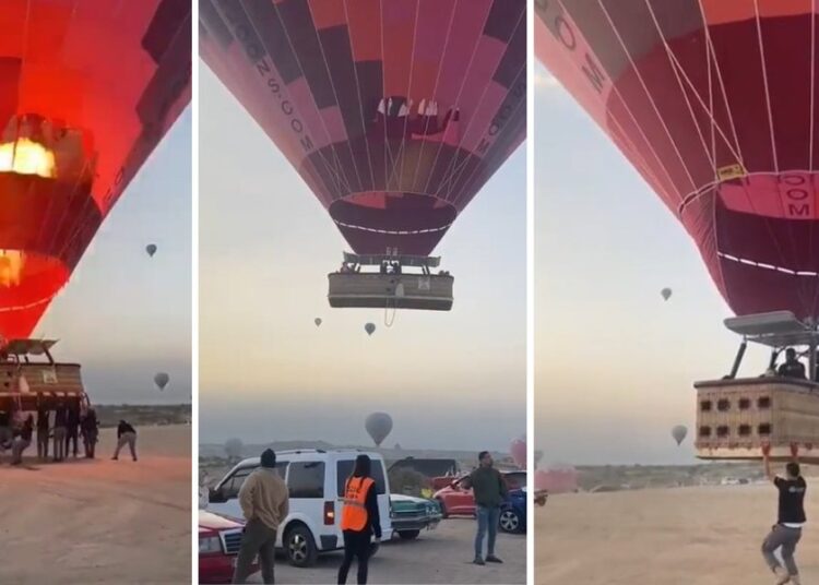 Kapadokya'da sıcak hava balonu otomobillere çarptı 1 Kapadokya’da sıcak hava balonu otomobillere çarptı