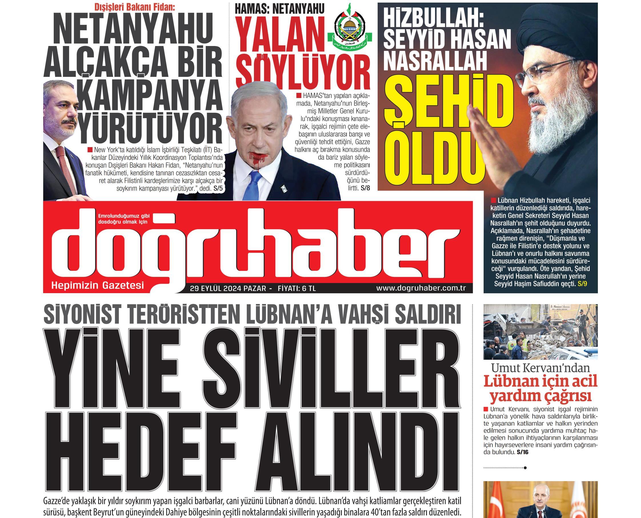 İktidar yanlısı gazeteler Nasrallah’ın ölümünü nasıl verdi?