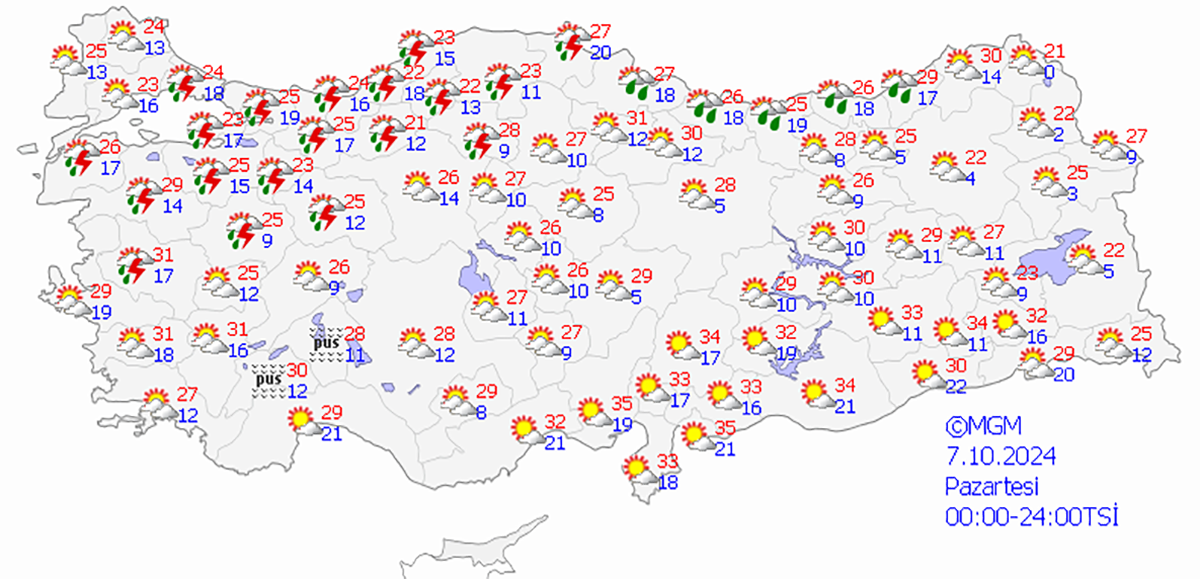 Meteoroloji’den şiddetli yağış uyarısı 2 Meteoroloji’den şiddetli yağış uyarısı