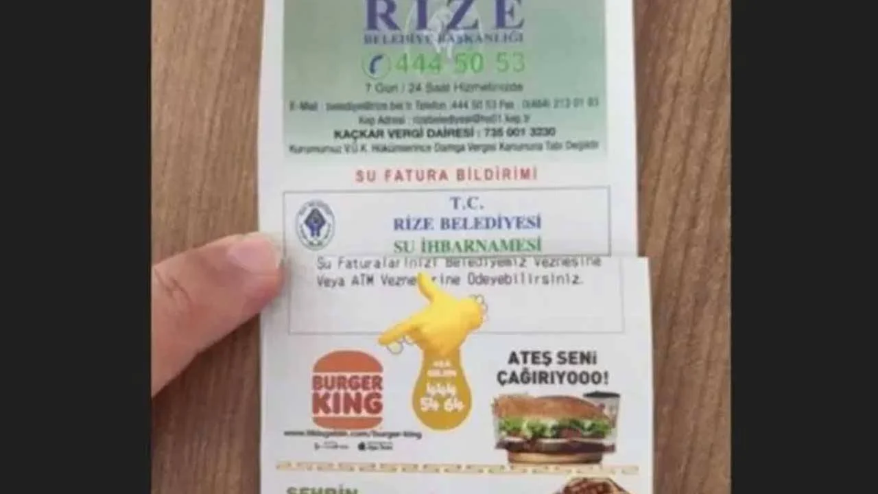 Sadece kurdele kesmemişler: Burger King, Rize Belediyesi’nin su faturasında 3 Sadece kurdele kesmemişler: Burger King, Rize Belediyesi’nin su faturasında