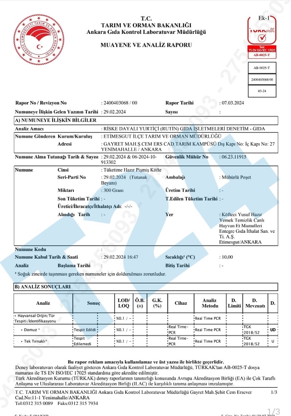 Belgesi yayınlandı! Köfteci Yusuf’un köftesinde domuz eti aylar önce tespit edilmiş