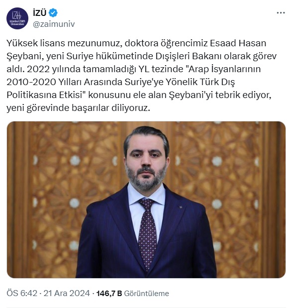 Suriye'nin yeni dışişleri bakanı belli oldu: Türkiye'de yüksek lisans ve doktora yapmış 2 Suriye'nin yeni dışişleri bakanı belli oldu: Türkiye'de yüksek lisans ve doktora yapmış