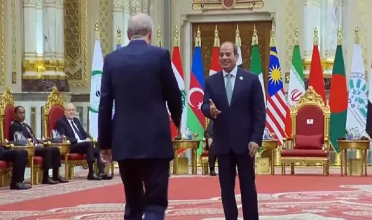 Erdoğan ‘Rabia’ işareti ile Mısır’a gitti, Sisi ile tokalaştı 3 Erdoğan ‘Rabia’ işareti ile Mısır’a gitti, Sisi ile tokalaştı