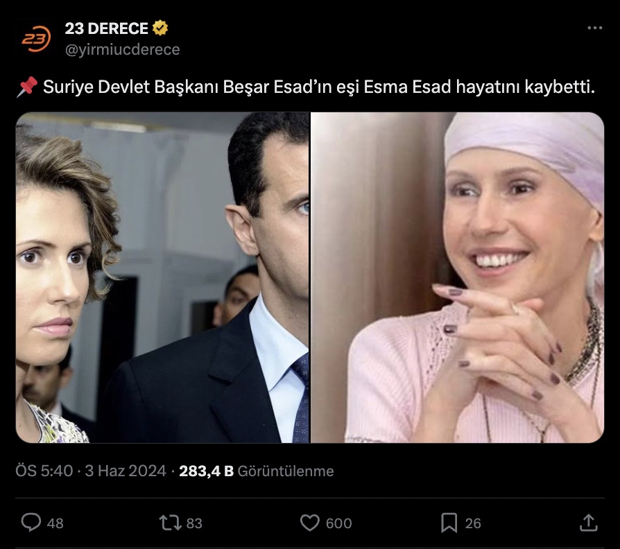 Esma Esad öldü mü? Beşar Esad'ın eşi Esma Esad yaşıyor mu?