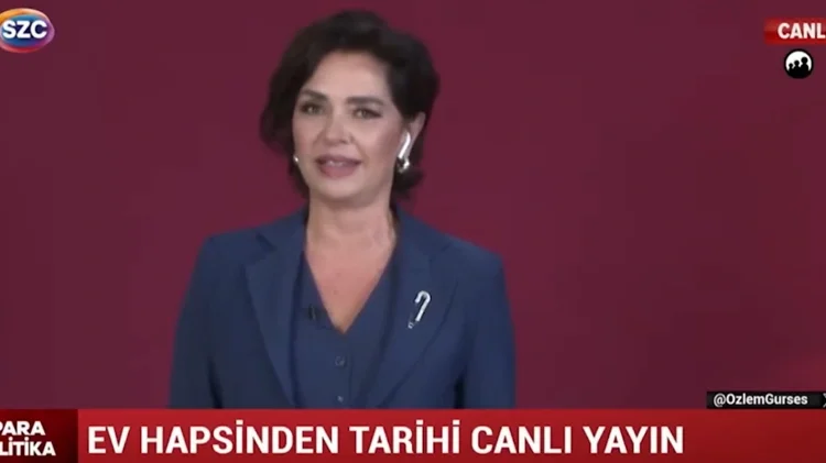 Ev hapsindeki Özlem Gürses, ‘Para Politika’ programını evinden yaptı 1 Ev hapsindeki Özlem Gürses, ‘Para Politika’ programını evinden yaptı