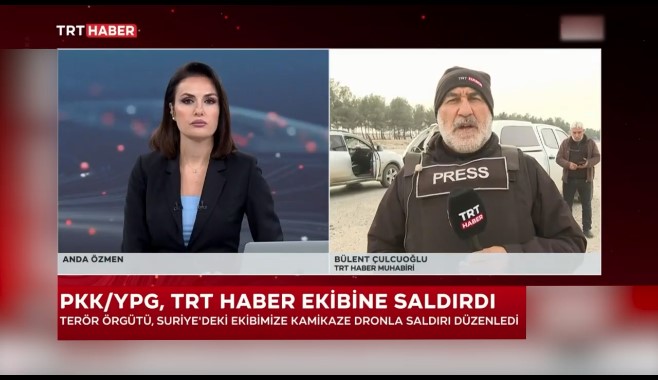 Terör örgütü YPG, Suriye'de TRT Haber ekibinin aracını vurdu 2 Terör örgütü YPG, Suriye'de TRT Haber ekibinin aracını vurdu