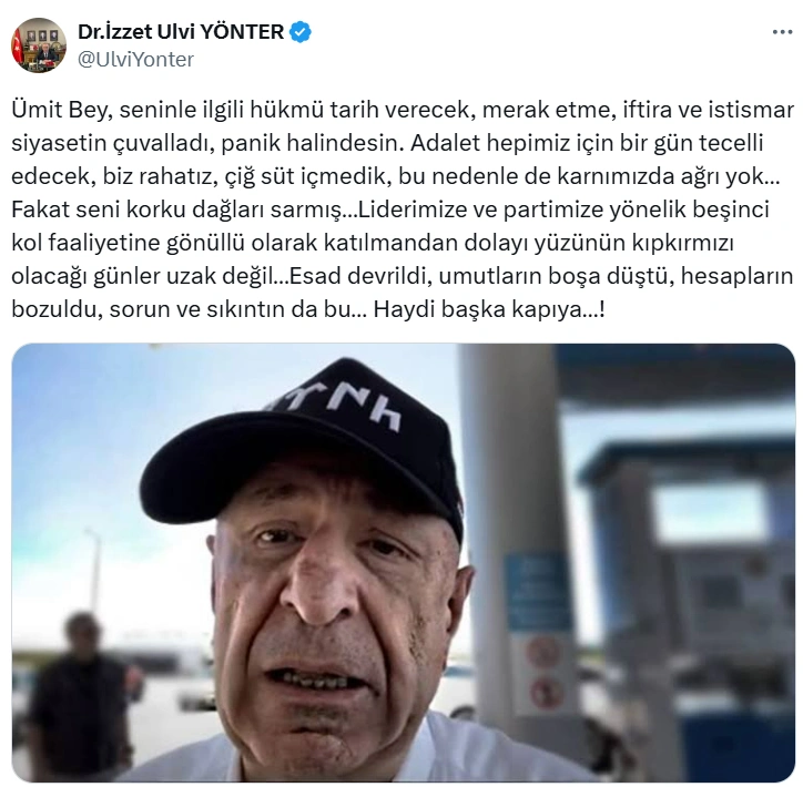 Ümit Özdağ, kendisine sataşan MHP'li İzzet Ulvi Yönter’e Sinan Ateş cinayetini hatırlattı 4 Ümit Özdağ, kendisine sataşan MHP'li İzzet Ulvi Yönter’e Sinan Ateş cinayetini hatırlattı