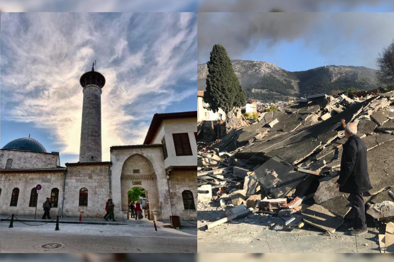 Habib-i Neccar Camii'nin kubbe kalıbı yerleştirildi