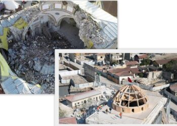Habib-i Neccar Camii’nin kubbe kalıbı yerleştirildi