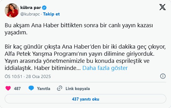 Kübra Par canlı yayında ‘el hareketi’ yaptı: RTÜK inceleme başlattı