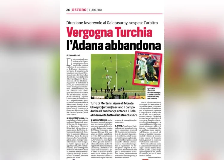 Galatasaray – Adana Demirspor maçının yarıda kalması, Avrupa basınında da manşetlerde 