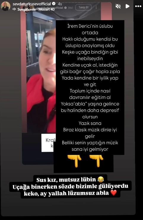 Uçakta karşılaşan İrem Derici ve Sevda Türküsev sosyal medyada birbirine girdi