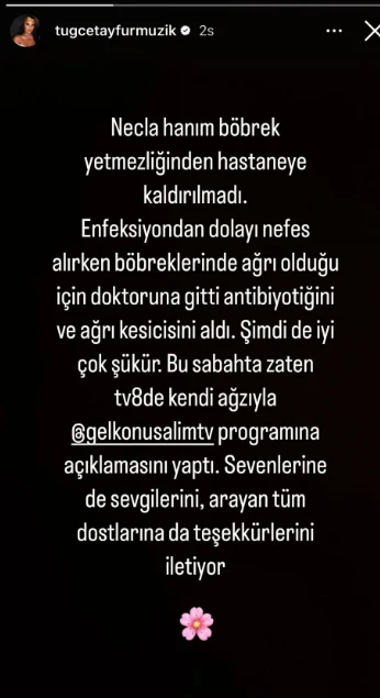 Tuğçe Tayfur, hastaneye kaldırılan annesi Necla Nazır'ın son durumunu açıkladı