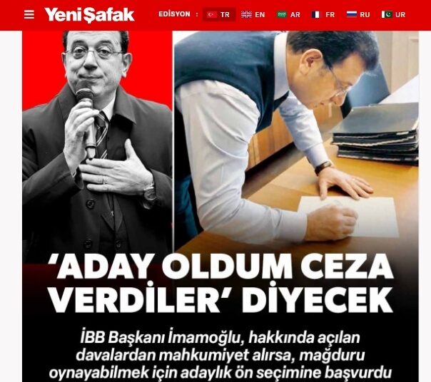 Yeni Şafak’tan ilginç manşet: “Aday oldum ceza verdiler diyecek”