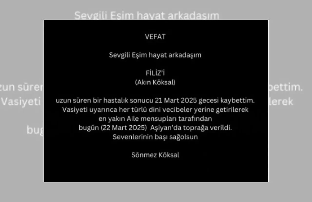 Filiz Akın, vasiyeti uyarınca defnedildi