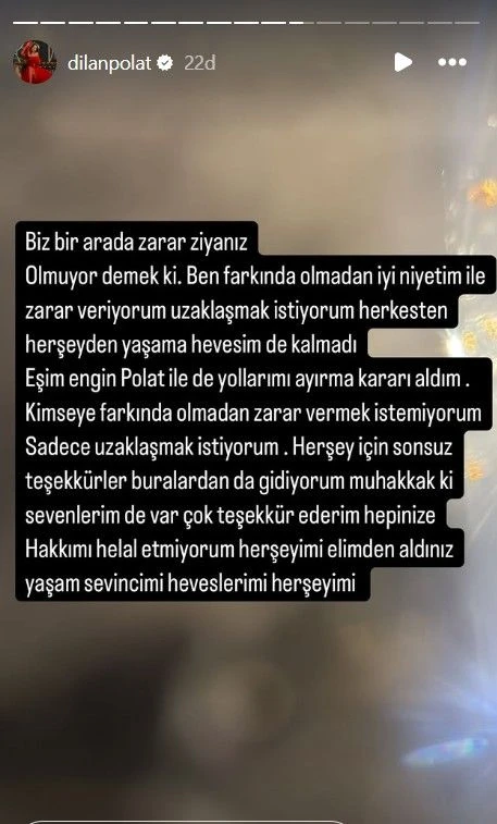 Dilan Polat boşanıyor: 'Biz bir arada zarar ziyanız' 2 Dilan Polat boşanıyor: 'Biz bir arada zarar ziyanız'
