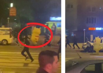 Eylemci Pikachu polisten kaçarken görüntülendi
