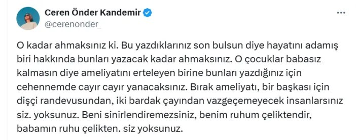 Sırrı Süreyya Önder'in kızından emekli albaya sert yanıt: 'Bunları yazacak kadar ahmaksınız’ 3 Sırrı Süreyya Önder'in kızından emekli albaya sert yanıt: 'Bunları yazacak kadar ahmaksınız’