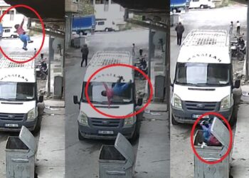 Mucize kurtuluş! Evin penceresinden sarkan çocuk çöp konteynerinin içine düştü