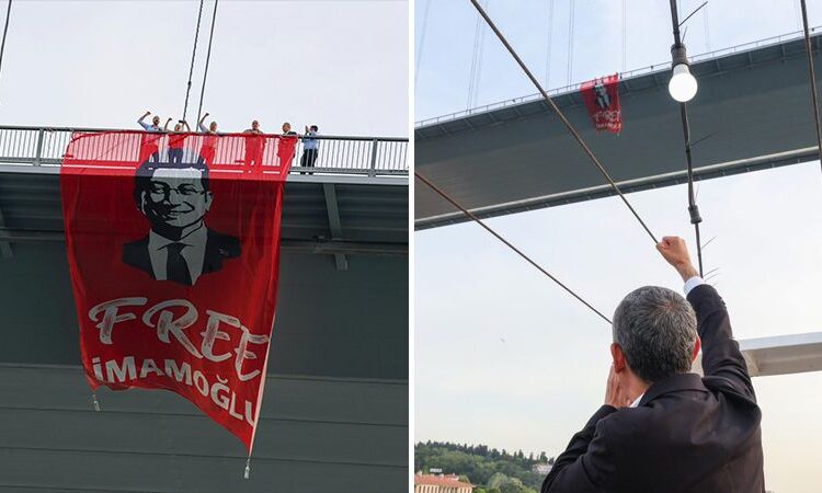 CHP'lilerin köprüye astığı pankarta soruşturma açıldı 1 CHP’lilerin köprüye astığı pankarta soruşturma açıldı