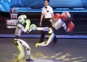 Bu da robot dövüşü: Metal yumruklar havada uçuştu