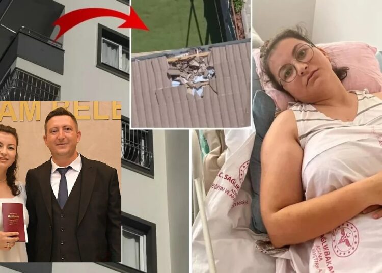 21 gün önce evlendiği eşini balkondan attı