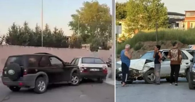 Öfkeli kadın cipiyle kocasının arabasını perte çıkartı 1 Öfkeli kadın cipiyle kocasının arabasını perte çıkartı