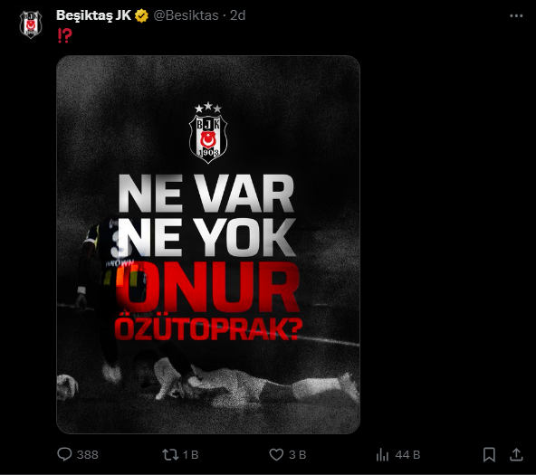 Beşiktaş'tan Fenerbahçe maçı sonrası flaş paylaşım 2 Beşiktaş'tan Fenerbahçe maçı sonrası flaş paylaşım