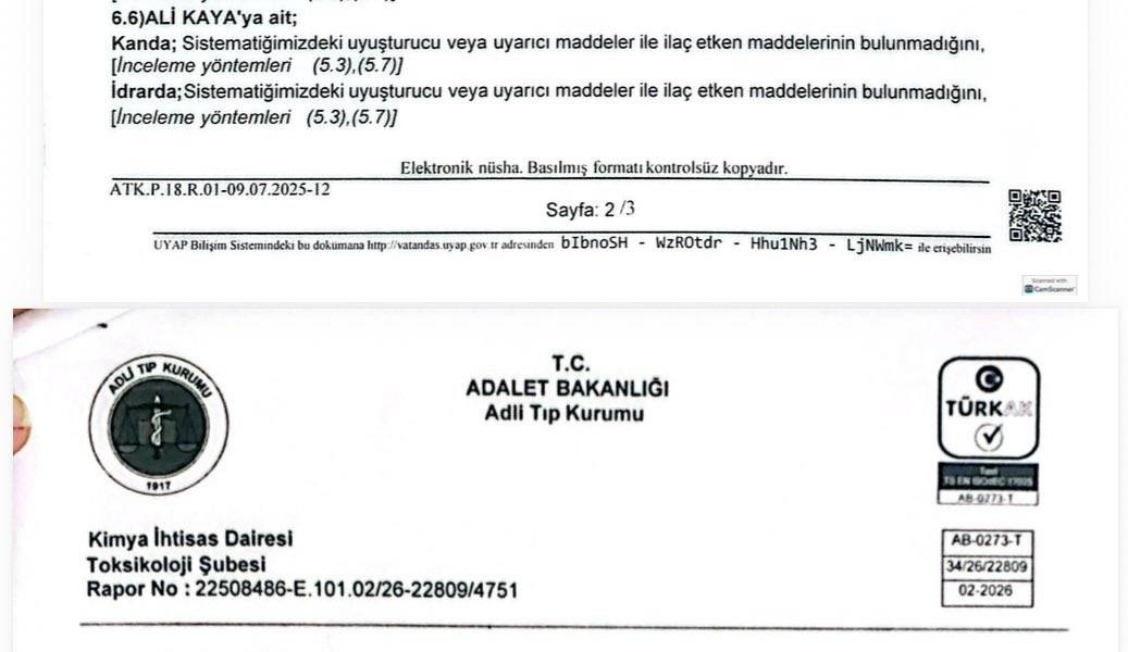 Ali Kaya’nın uyuşturucu test sonucu negatif