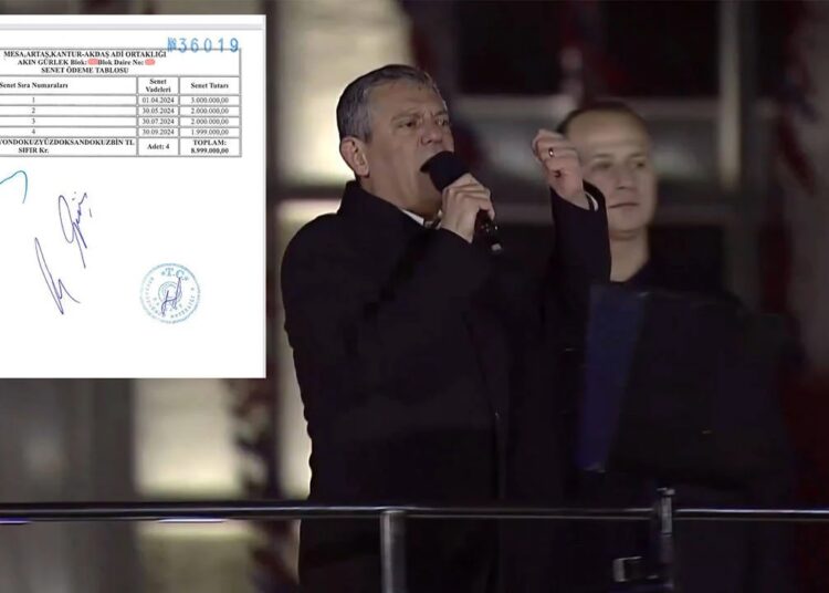 Özgür Özel, Akın Gürlek’in MESA’dan aldığı evin taksit senedini paylaştı