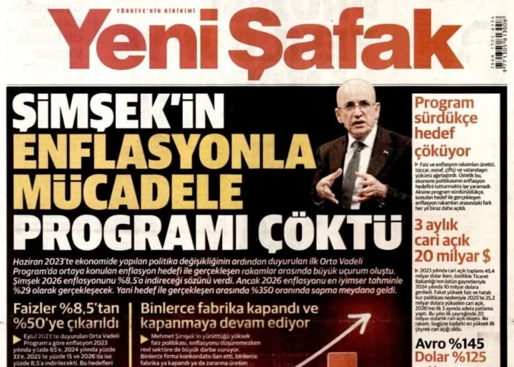 Yenişafak'ın hedefinde yine Şimşek var 1 Yenişafak’ın hedefinde yine Şimşek var